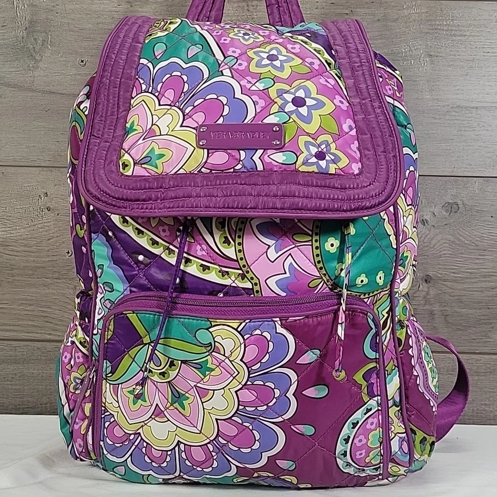 Vera Bradley Heather Purple Paisley Floral Quilted Nylon Backpack